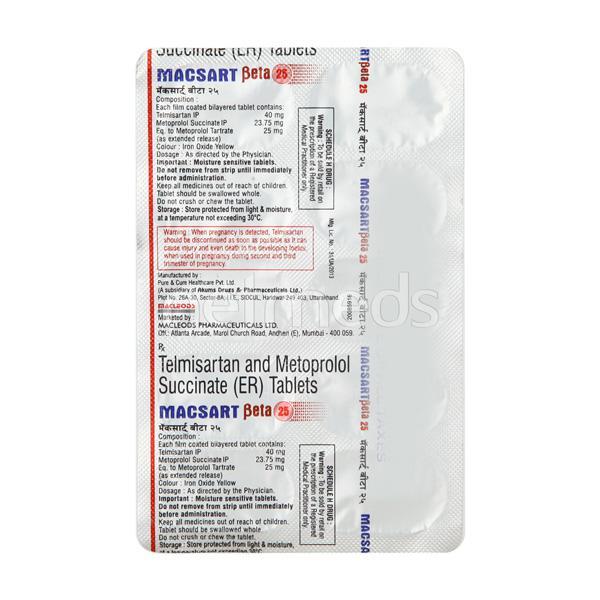 Macsart Beta 25mg Tablet 10'S