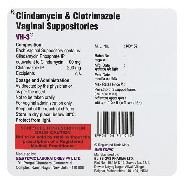 VH 3 VAGINAL Suppositorie 3's
