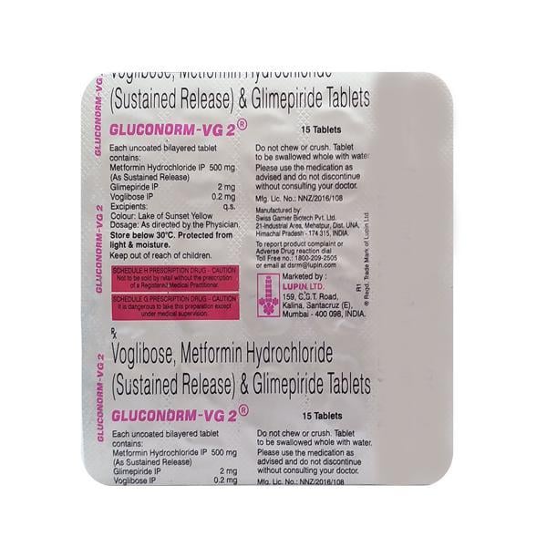 Gluconorm VG 2mg Tablet 15'S