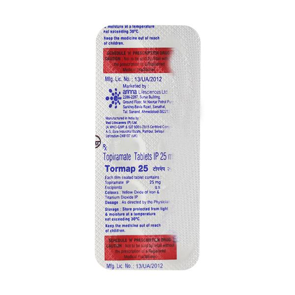 Tormap 25mg Tablet 10'S