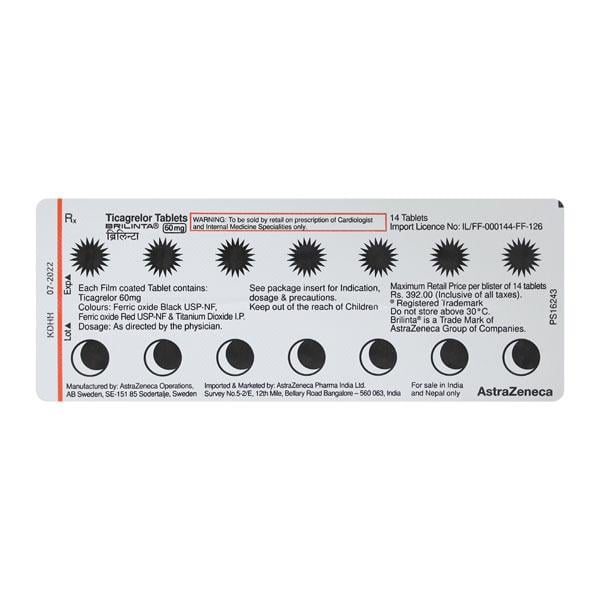 Brilinta 60mg Tablet 14'S