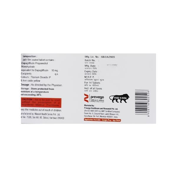 DAPAFLOZIN 10 Tablet 14's