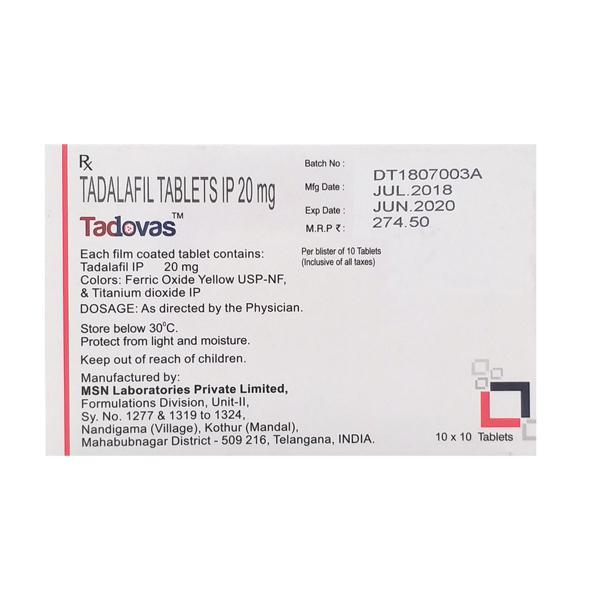 Tadovas 20mg Tablet 10'S