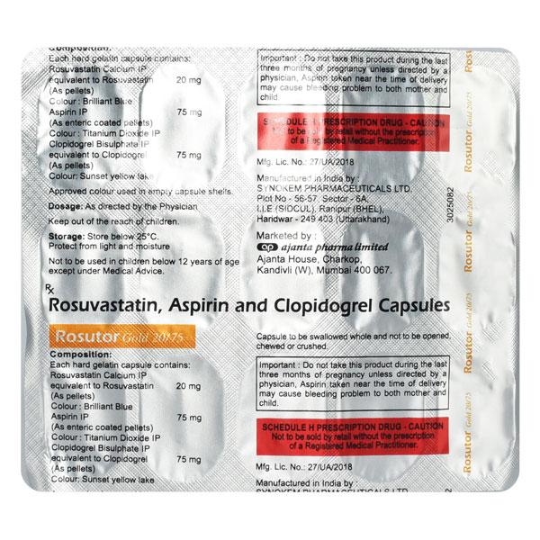 ROSUTOR GOLD 20/75mg Capsule 15's