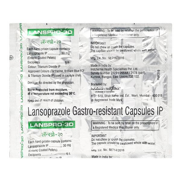 Lanspro 30mg Capsule 15'S