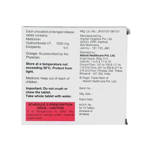 Gluformin I 1gm Tablet 15'S