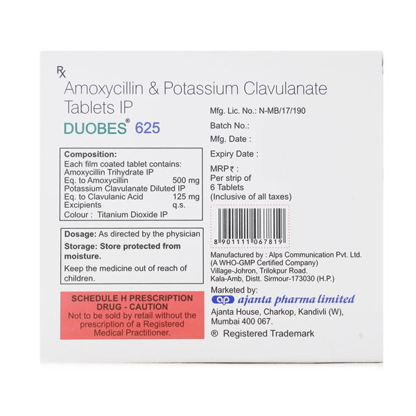 DUOBES 625mg Tablet 6's