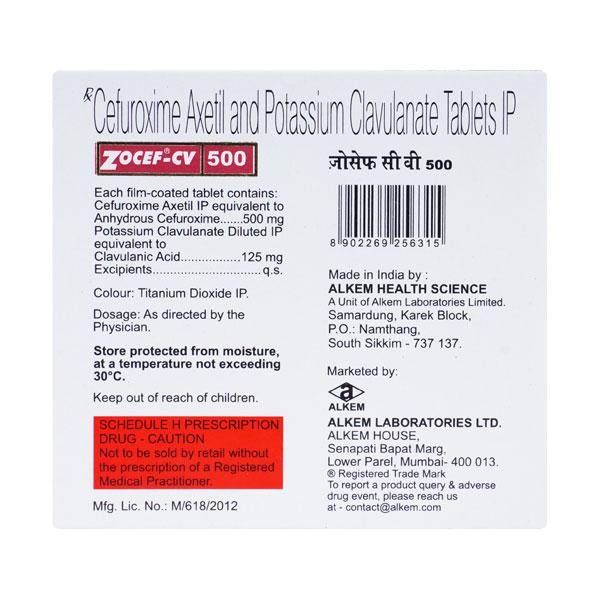 Zocef CV 500mg Tablet 6'S