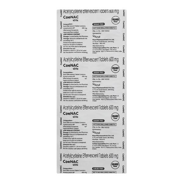 CoeNAC Sugar Free Orange Flavor Effervescent Tablet 10'S