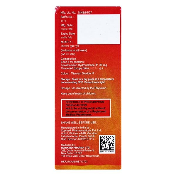 Histafree Raspberry & Vanilla Flavour Suspension 60ml