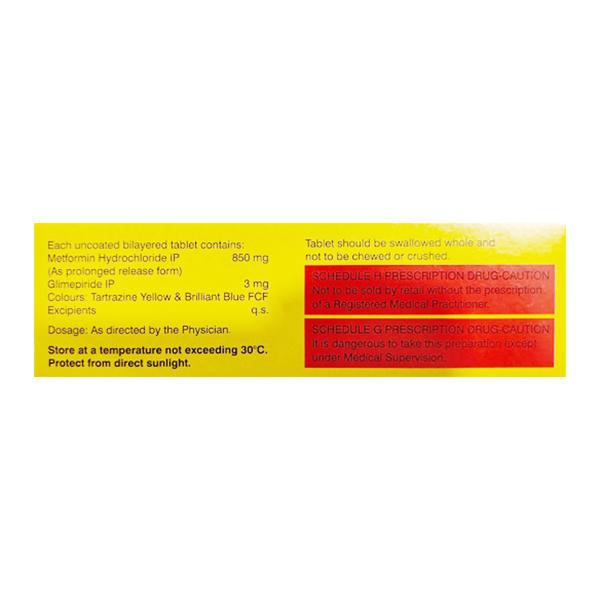 GLYCOMET GP 3/850 Tablet 15's