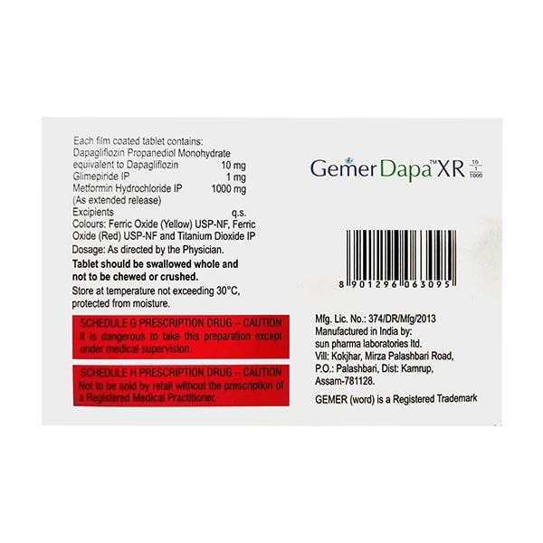 GEMER DAPA XR 10/1/1000 Tablet 7's