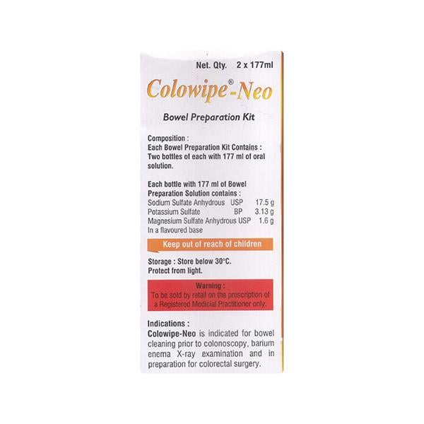 COLOWIPE NEO BOWEL PREPARATION DELICIOUS ORANGE FLAVOUR Kit 1's