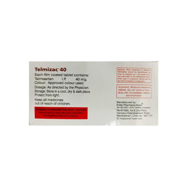 TELMIZAC 40mg Tablet 10's