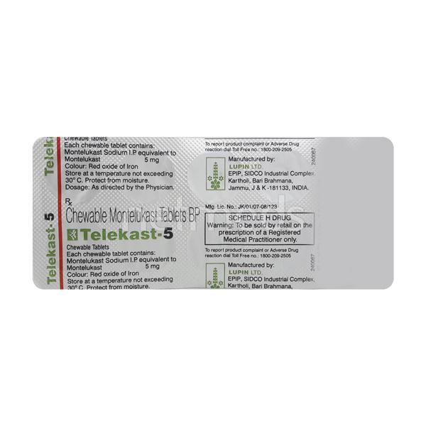 Telekast 5mg Chewable Tablet 10'S