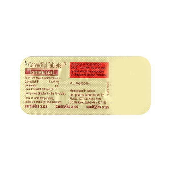 Cardivas 3.125mg Tablet 10'S