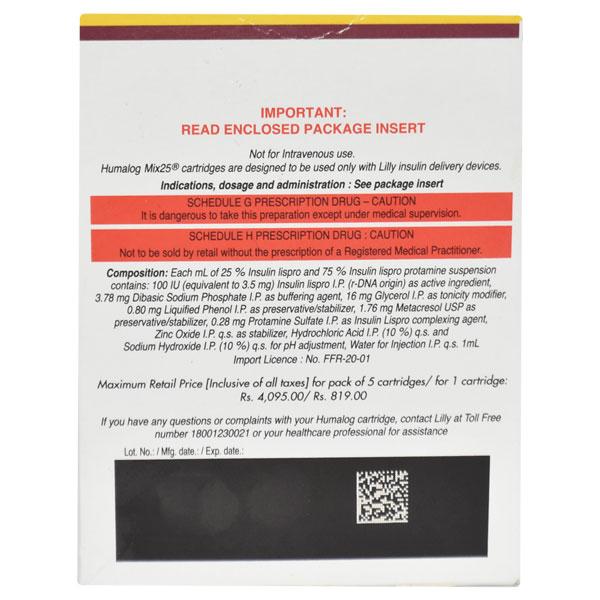 Humalog Mix25 Cartridge 1X3ml