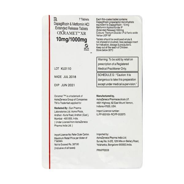 Oxramet XR 10/1000mg Tablet 7'S
