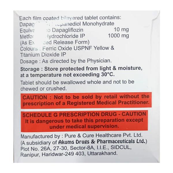 DAPAHENZ M 10/1000 Tablet 10's