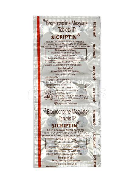 Sicriptin 2.5mg Tablet 10'S