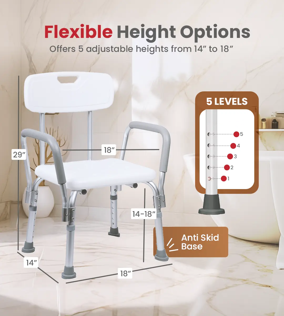 AGEasy Shower Chair for Shower Fall Prevention