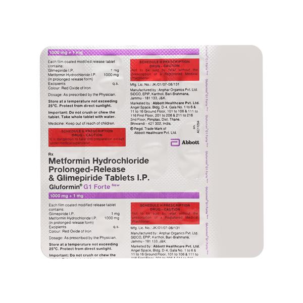 GLUFORMIN G1 FORTE NEW Tablet 15's