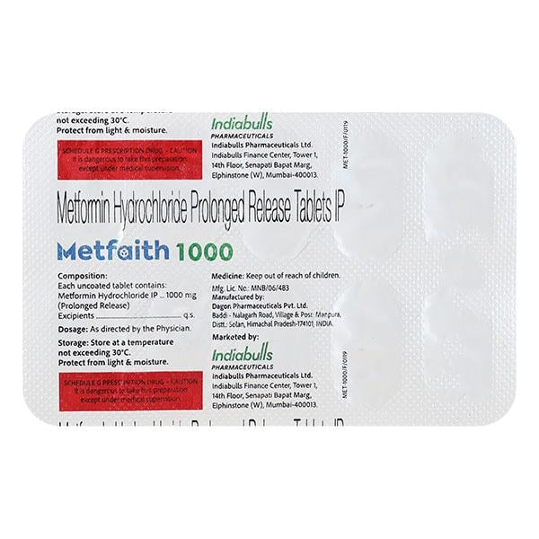 METFAITH 1000mg Tablet 10's
