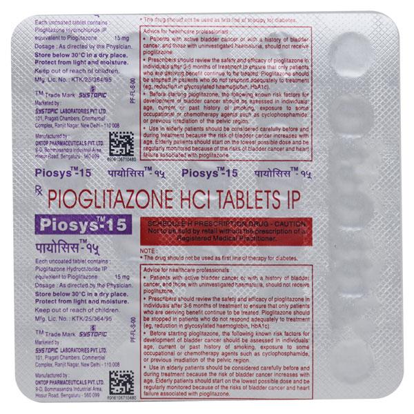 Piosys 15mg Tablet 30'S