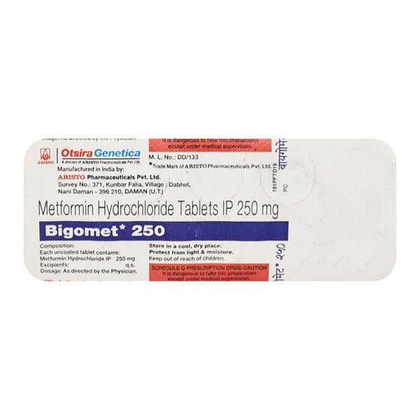 Bigomet 250mg Tablet 10'S