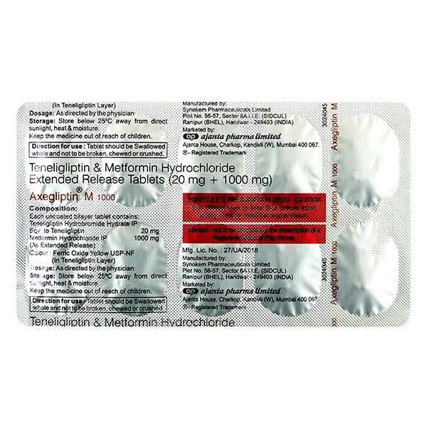 AXEGLIPTIN M 1000mg Tablet 10's