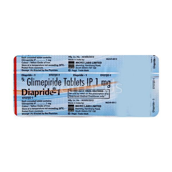 Diapride 1mg Tablet 10'S