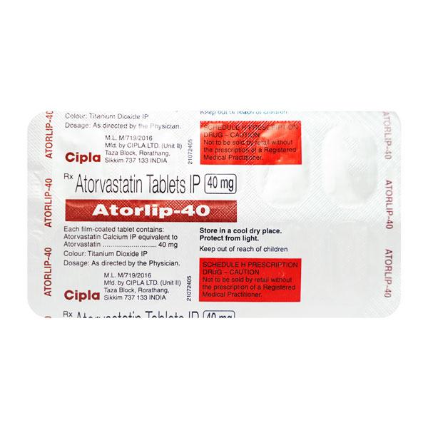 Atorlip 40mg Tablet 10'S