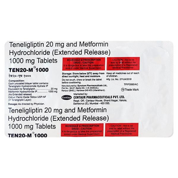 TEN20 M 1000 Tablet 10's