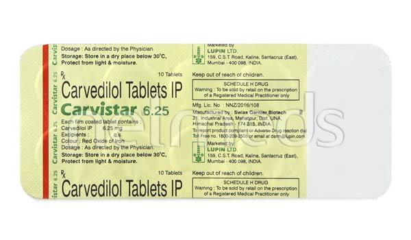 Carvistar 6.25mg Tablet 10'S