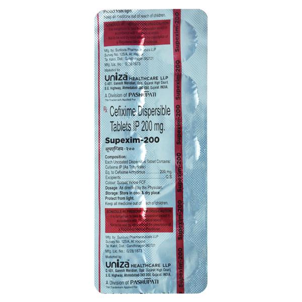 SUPEXIM 200 Dispersible Tablet 10's