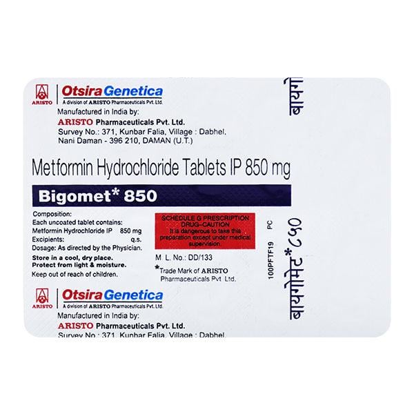 Bigomet 850mg Tablet 10'S