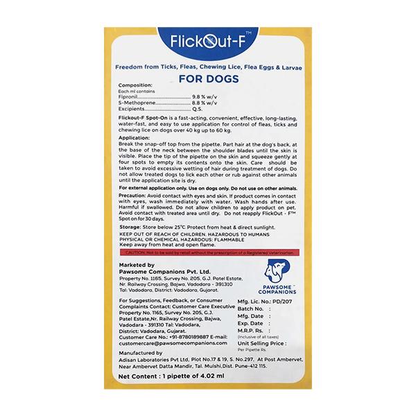 FLICKOUT F SPOT ON (VET) FOR DOGS 40-60KG Liquid 4.02ml