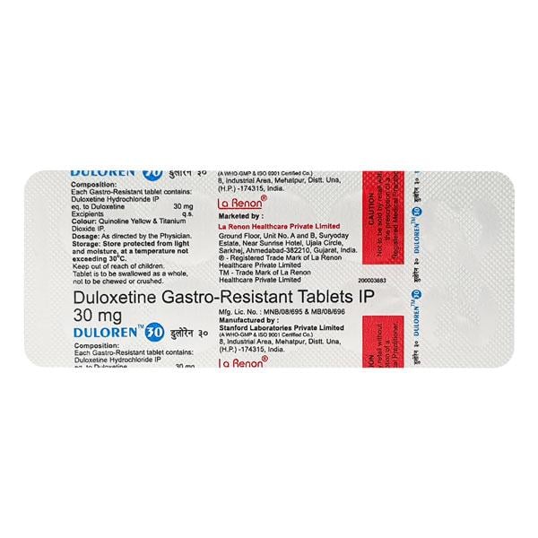 Duloren 30mg Tablet 10'S