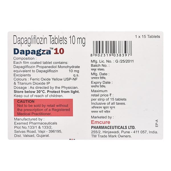 DAPAGZA 10 Tablet 15's