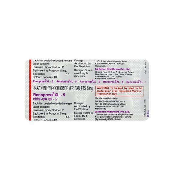 Renopress XL 5mg Tablet 10'S