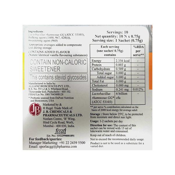 SPORLAC GG SUGAR,LACTOSE & GLUTEN FREE Granules 0.75g