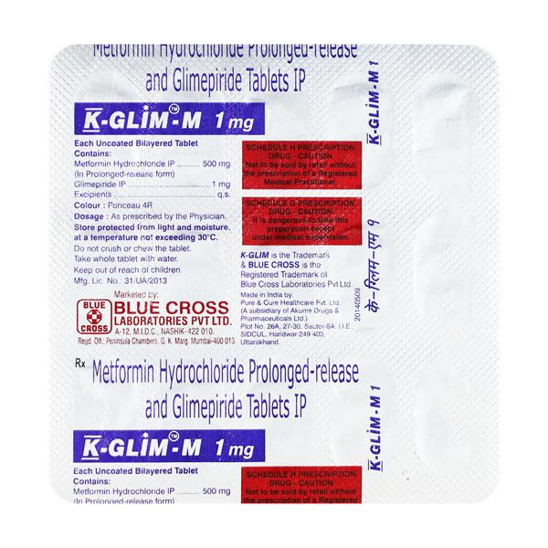 K Glim M 1mg Tablet 15'S