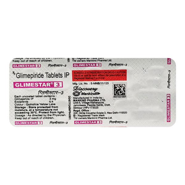 Glimestar 3mg Tablet 10'S