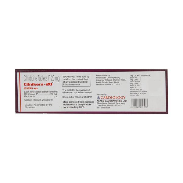 Cilnikem 20mg Tablet 10'S