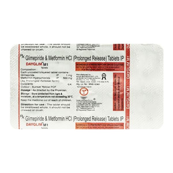 DAYGLIM M 1mg Tablet 10's