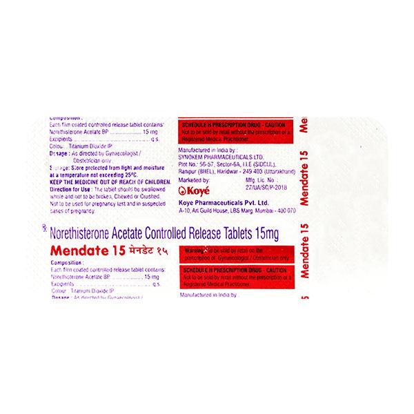 Mendate 15mg Tablet 5'S