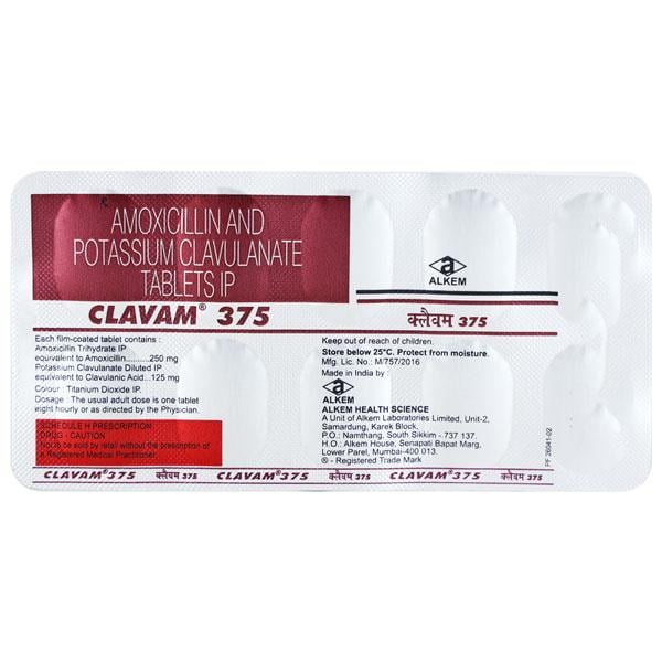 Clavam 375mg Tablet 10'S
