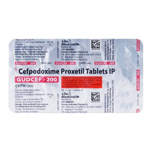 Gudcef 200mg Tablet 10'S