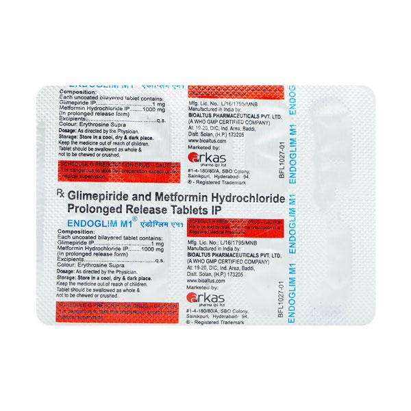 ENDOGLIM M 1mg Tablet 10's