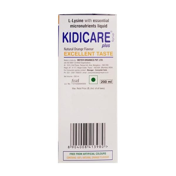 KIDICARE PLUS NATURAL ORANGE FLAVOUR Syrup 200ml
